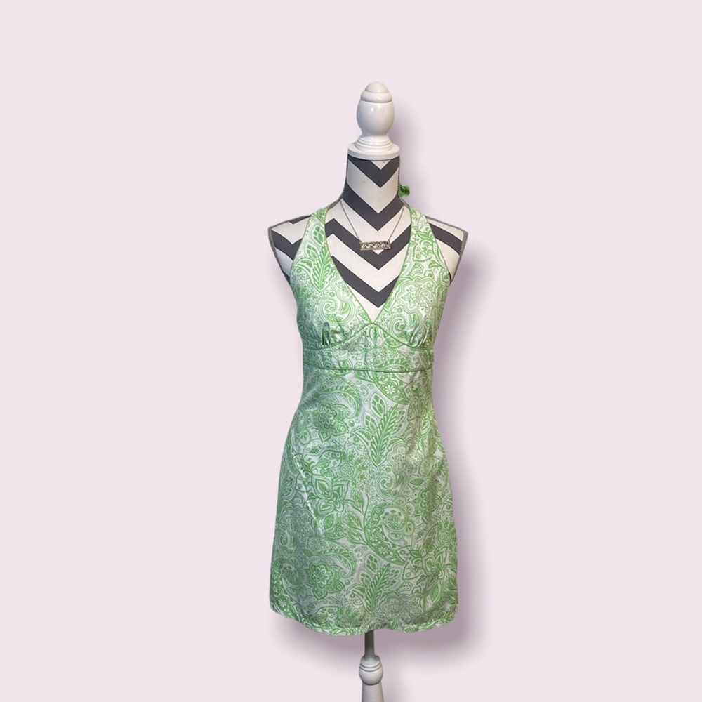 Venus Green and White reversible floral summer dress.